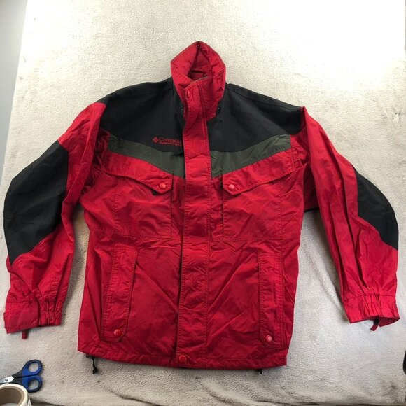 Columbia Mens Jacket Large Red Full Zip Stand Collar Outdoors Hiking Utility - Picture 15 of 16